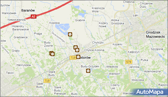 mapa Chylice-Kolonia, Chylice-Kolonia na mapie Targeo