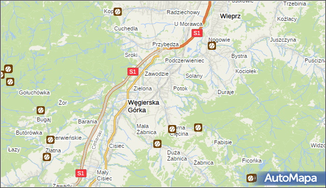 mapa Cięcina, Cięcina na mapie Targeo