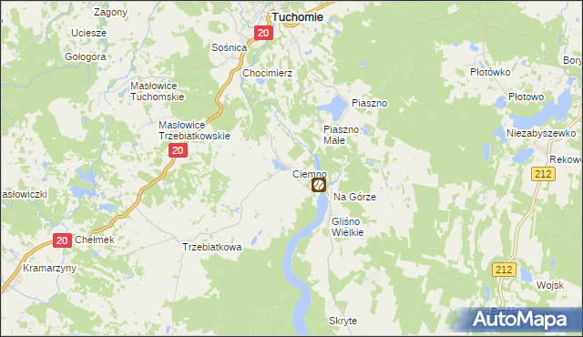 mapa Ciemno gmina Tuchomie, Ciemno gmina Tuchomie na mapie Targeo