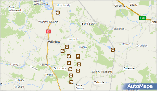 mapa Ciosny gmina Wiśniew, Ciosny gmina Wiśniew na mapie Targeo