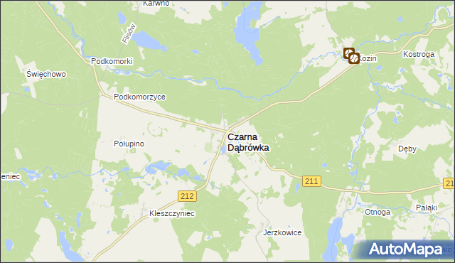 mapa Czarna Dąbrówka powiat bytowski, Czarna Dąbrówka powiat bytowski na mapie Targeo