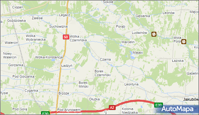 mapa Czarna gmina Stanisławów, Czarna gmina Stanisławów na mapie Targeo