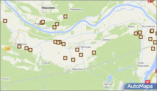 mapa Czarnowo gmina Krosno Odrzańskie, Czarnowo gmina Krosno Odrzańskie na mapie Targeo