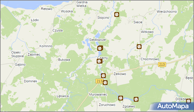 mapa Czarny Młyn gmina Główczyce, Czarny Młyn gmina Główczyce na mapie Targeo