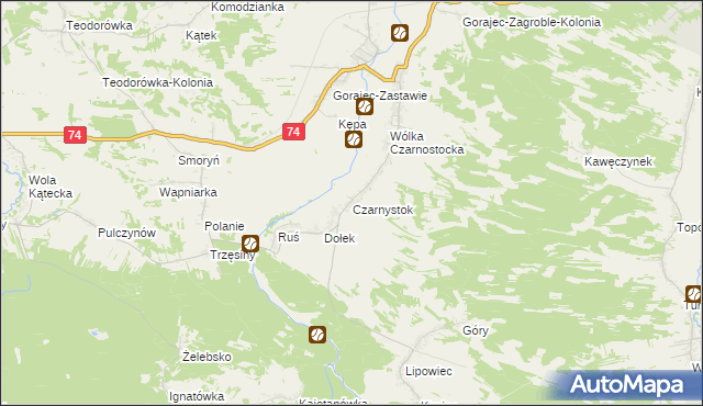 mapa Czarnystok gmina Radecznica, Czarnystok gmina Radecznica na mapie Targeo