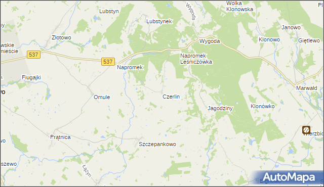 mapa Czerlin gmina Lubawa, Czerlin gmina Lubawa na mapie Targeo