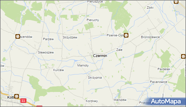 mapa Czermin powiat pleszewski, Czermin powiat pleszewski na mapie Targeo