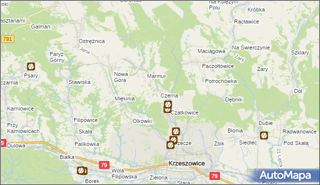 mapa Czerna gmina Krzeszowice, Czerna gmina Krzeszowice na mapie Targeo