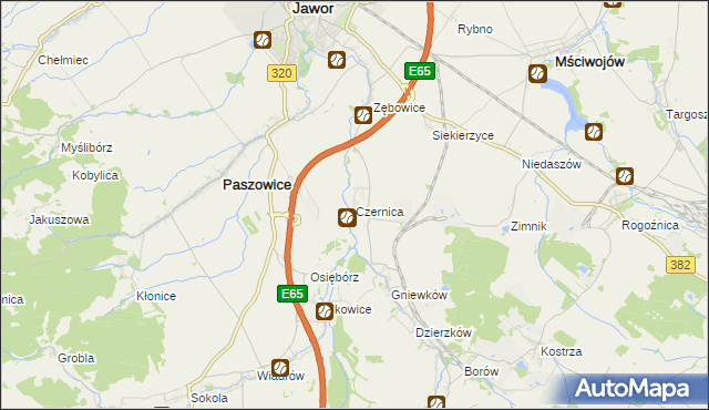 mapa Czernica gmina Dobromierz, Czernica gmina Dobromierz na mapie Targeo