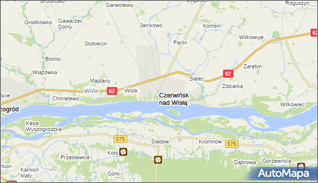 mapa Czerwińsk nad Wisłą, Czerwińsk nad Wisłą na mapie Targeo