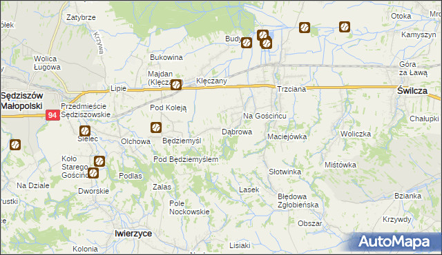 mapa Dąbrowa gmina Świlcza, Dąbrowa gmina Świlcza na mapie Targeo