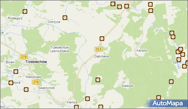 mapa Dąbrówka gmina Kargowa, Dąbrówka gmina Kargowa na mapie Targeo