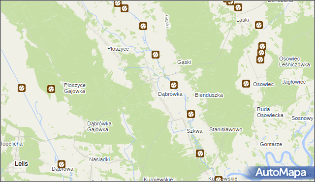 mapa Dąbrówka gmina Lelis, Dąbrówka gmina Lelis na mapie Targeo