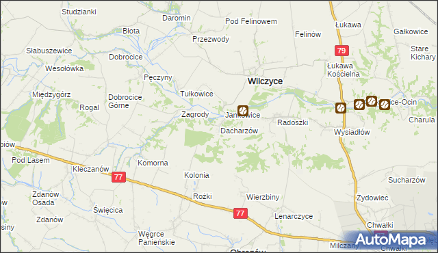 mapa Dacharzów, Dacharzów na mapie Targeo