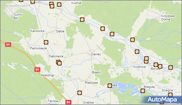 mapa Daniec, Daniec na mapie Targeo