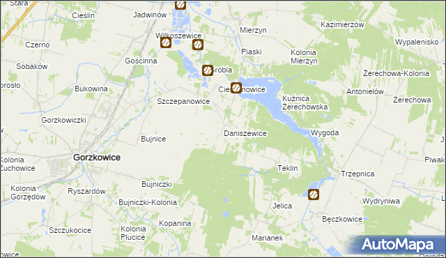 mapa Daniszewice, Daniszewice na mapie Targeo