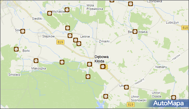 mapa Dębowa Kłoda, Dębowa Kłoda na mapie Targeo