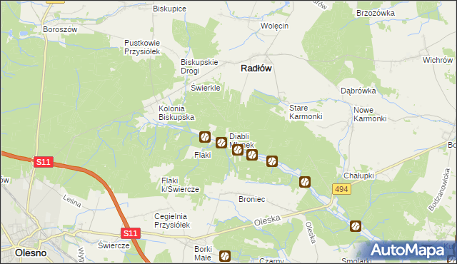 mapa Diabli Młynek, Diabli Młynek na mapie Targeo