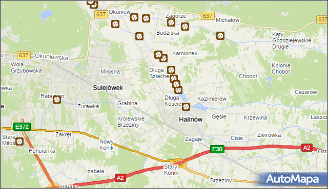 mapa Długa Kościelna, Długa Kościelna na mapie Targeo