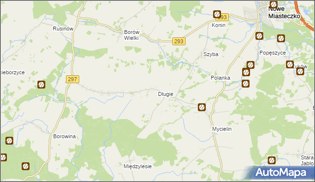mapa Długie gmina Szprotawa, Długie gmina Szprotawa na mapie Targeo