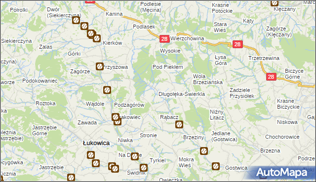 mapa Długołęka-Świerkla, Długołęka-Świerkla na mapie Targeo