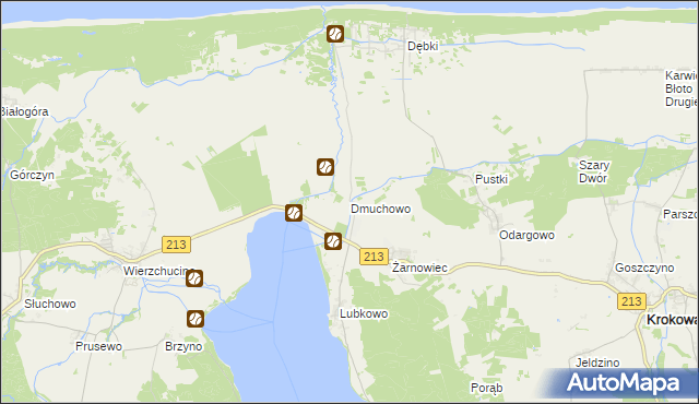 mapa Dmuchowo gmina Krokowa, Dmuchowo gmina Krokowa na mapie Targeo