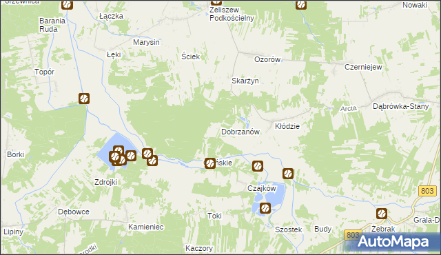 mapa Dobrzanów, Dobrzanów na mapie Targeo