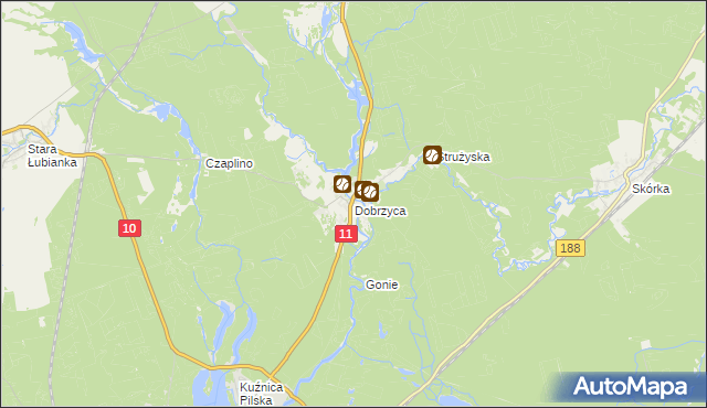 mapa Dobrzyca gmina Szydłowo, Dobrzyca gmina Szydłowo na mapie Targeo