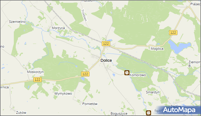 mapa Dolice powiat stargardzki, Dolice powiat stargardzki na mapie Targeo