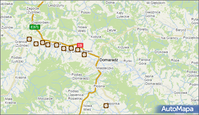 mapa Domaradz powiat brzozowski, Domaradz powiat brzozowski na mapie Targeo