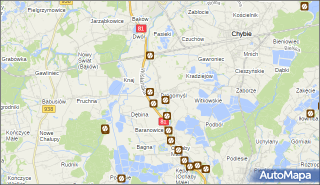 mapa Drogomyśl, Drogomyśl na mapie Targeo