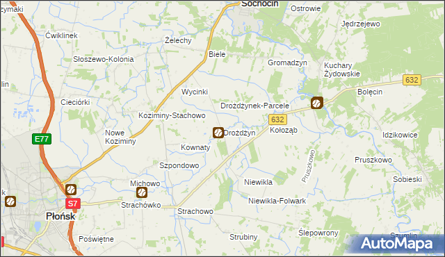 mapa Drożdżyn, Drożdżyn na mapie Targeo