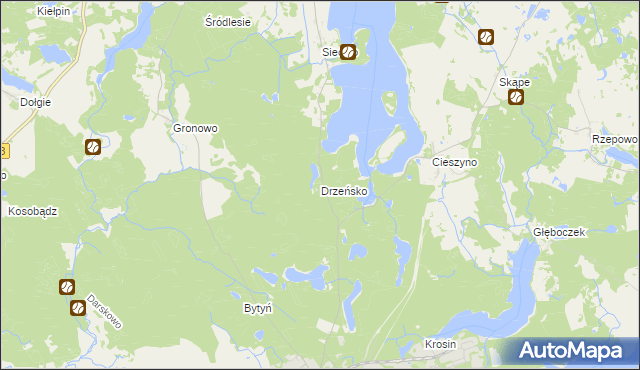 mapa Drzeńsko gmina Ostrowice, Drzeńsko gmina Ostrowice na mapie Targeo