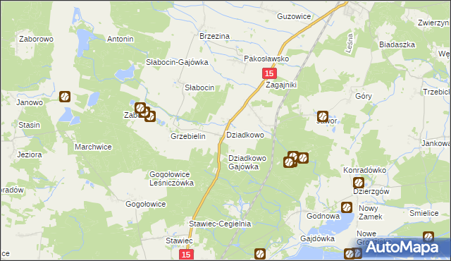 mapa Dziadkowo gmina Cieszków, Dziadkowo gmina Cieszków na mapie Targeo