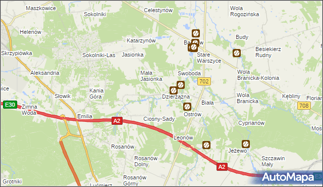 mapa Dzierżązna gmina Zgierz, Dzierżązna gmina Zgierz na mapie Targeo