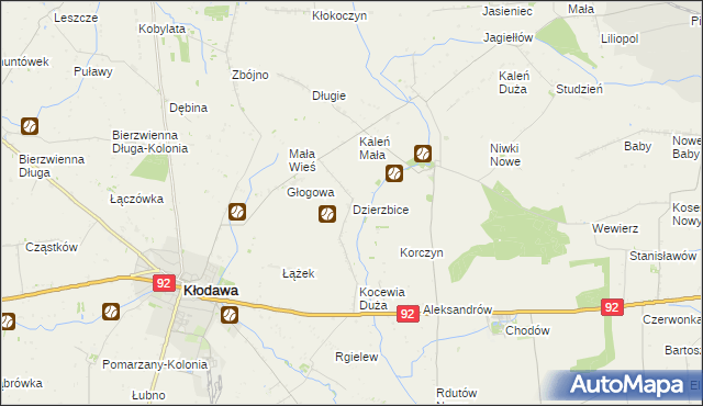 mapa Dzierzbice, Dzierzbice na mapie Targeo