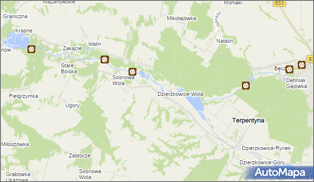 mapa Dzierzkowice-Wola, Dzierzkowice-Wola na mapie Targeo