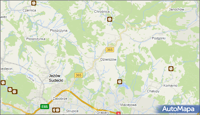 mapa Dziwiszów, Dziwiszów na mapie Targeo