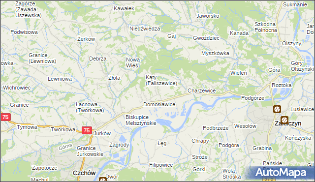 mapa Faliszewice, Faliszewice na mapie Targeo