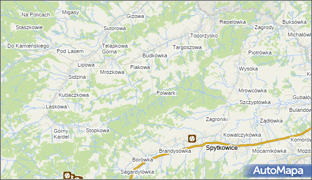 mapa Folwark gmina Jordanów, Folwark gmina Jordanów na mapie Targeo