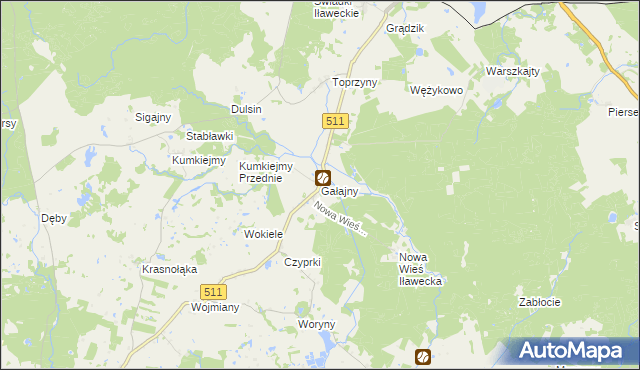 mapa Gałajny, Gałajny na mapie Targeo