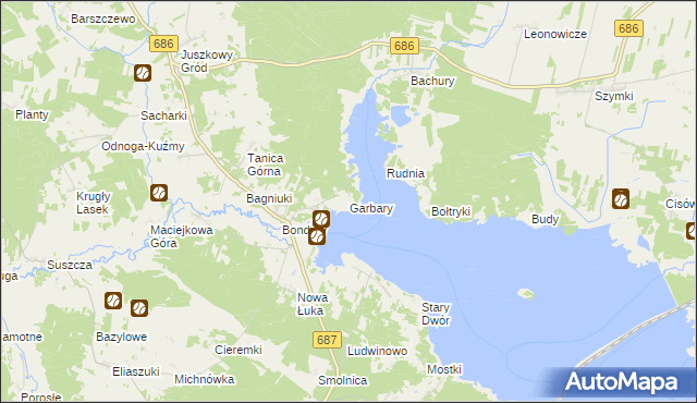 mapa Garbary gmina Michałowo, Garbary gmina Michałowo na mapie Targeo