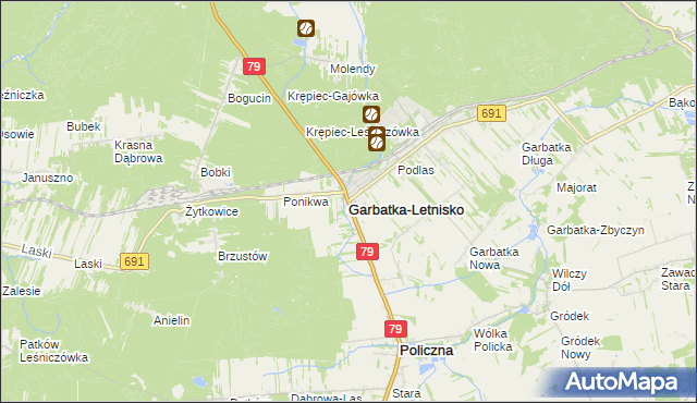 mapa Garbatka-Letnisko, Garbatka-Letnisko na mapie Targeo