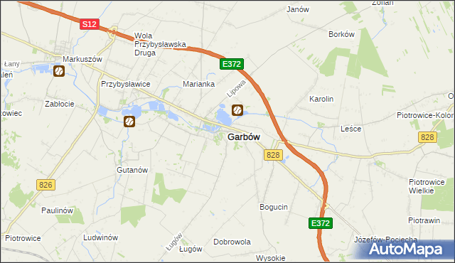 mapa Garbów powiat lubelski, Garbów powiat lubelski na mapie Targeo