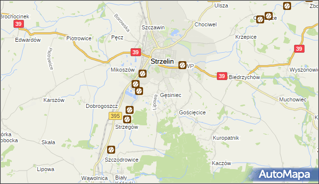 mapa Gęsiniec, Gęsiniec na mapie Targeo