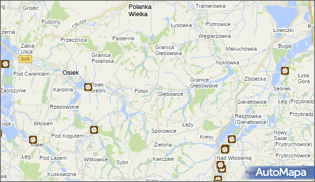 mapa Głębowice gmina Osiek, Głębowice gmina Osiek na mapie Targeo