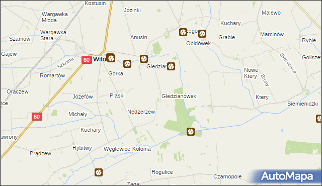 mapa Gledzianówek, Gledzianówek na mapie Targeo