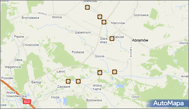 mapa Glinnik gmina Abramów, Glinnik gmina Abramów na mapie Targeo