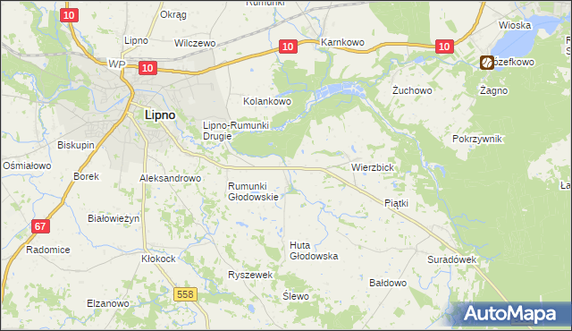 mapa Głodowo gmina Lipno, Głodowo gmina Lipno na mapie Targeo