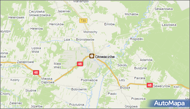 mapa Głowaczów, Głowaczów na mapie Targeo